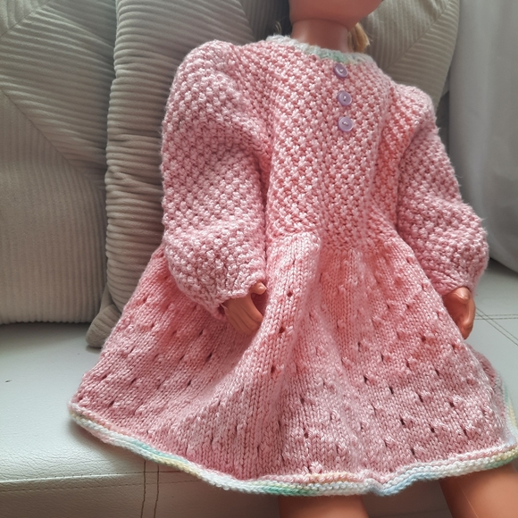 Prairie Baby Dress Puffed Sleeves Bubblegum Pink - Picture 4 of 15